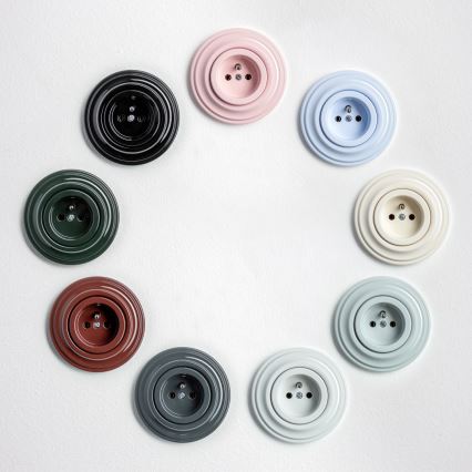 Kliklap - Ρετρό οικιακή πρίζα με πλαίσιο 230V χιονόλευκη