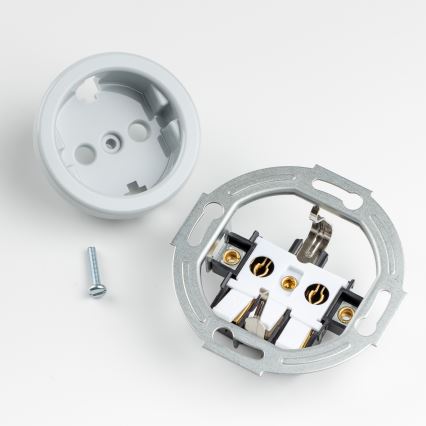 Kliklap - Ρετρό οικιακή πρίζα με πλαίσιο SCHUKO 230V/16A γκρι