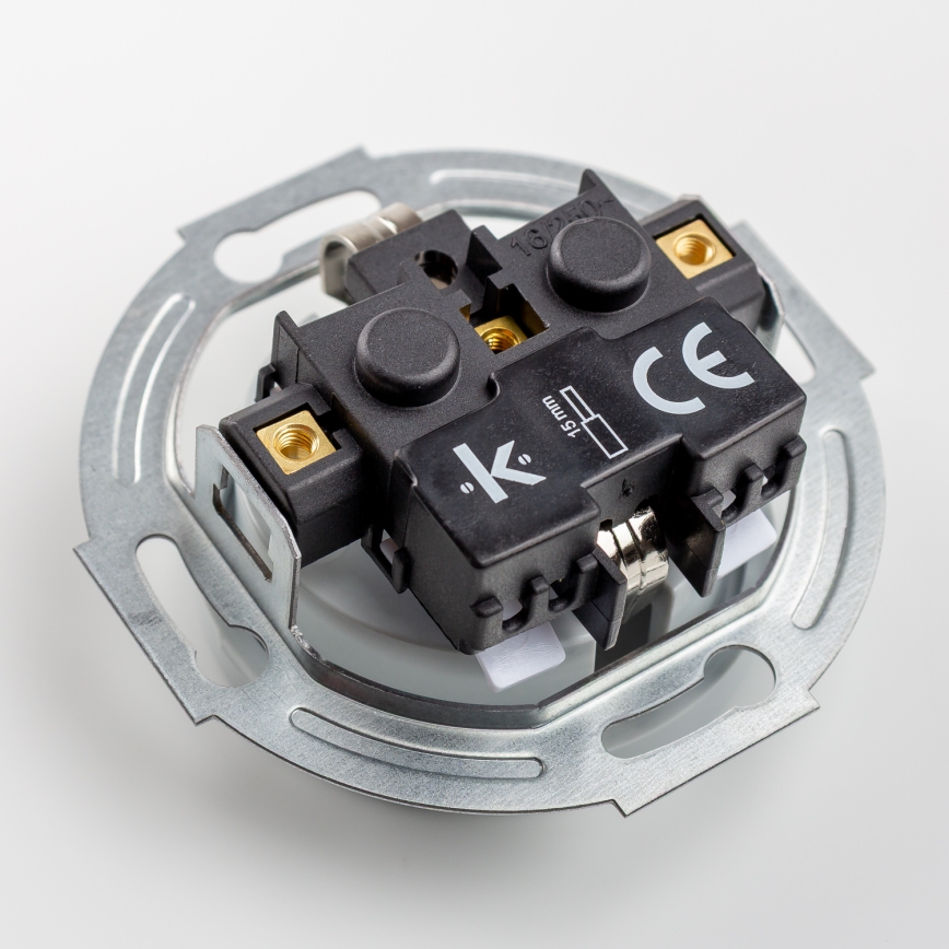 Kliklap - Ρετρό οικιακή πρίζα με πλαίσιο SCHUKO 230V/16A γκρι