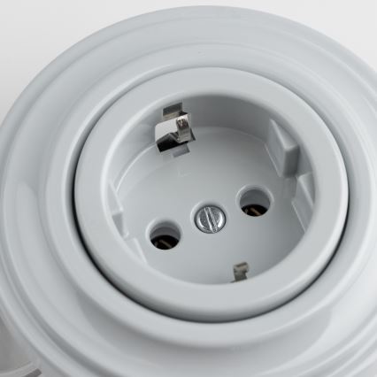 Kliklap - Ρετρό οικιακή πρίζα με πλαίσιο SCHUKO 230V/16A γκρι