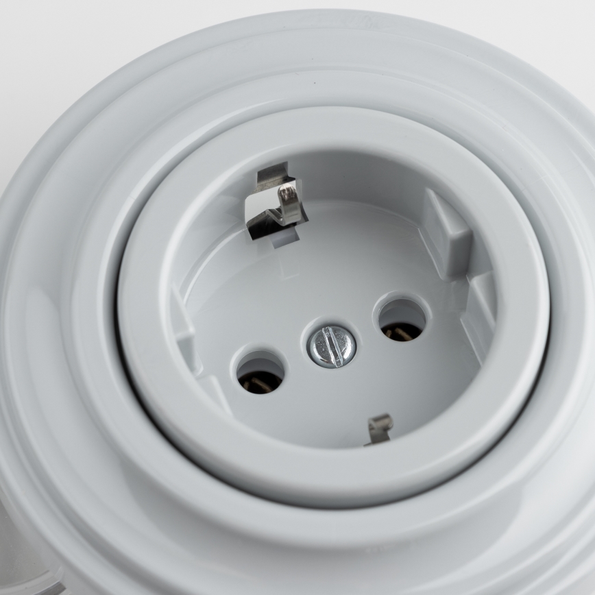 Kliklap - Ρετρό οικιακή πρίζα με πλαίσιο SCHUKO 230V/16A γκρι