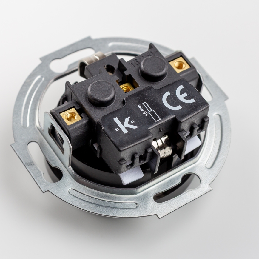 Kliklap - Ρετρό οικιακή πρίζα με πλαίσιο SCHUKO 230V/16A μαύρη