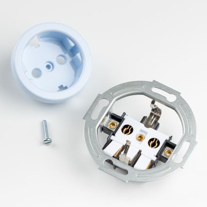 Kliklap - Ρετρό οικιακή πρίζα με πλαίσιο SCHUKO 230V/16A μπλε