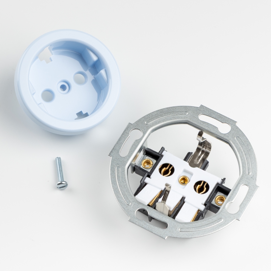 Kliklap - Ρετρό οικιακή πρίζα με πλαίσιο SCHUKO 230V/16A μπλε