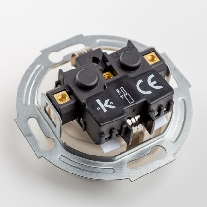 Kliklap - Ρετρό οικιακή πρίζα με πλαίσιο SCHUKO 230V/16A μπεζ