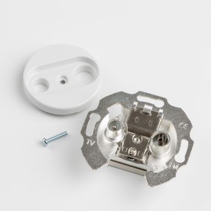 Kliklap - Ρετρό υποδοχή συνδρομητή TV+R (τερματική) με πλαίσιο σε λευκό χιονιού