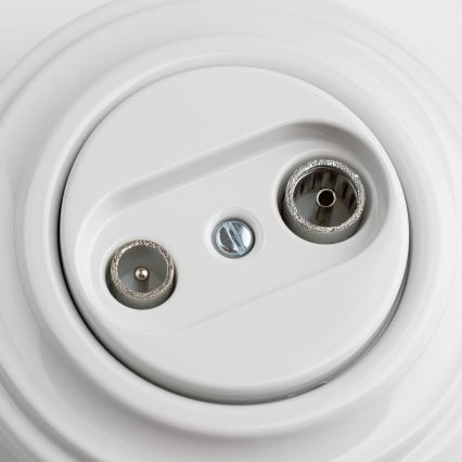 Kliklap - Ρετρό υποδοχή συνδρομητή TV+R (τερματική) με πλαίσιο σε λευκό χιονιού