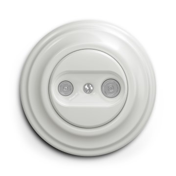 Kliklap - Ρετρό υποδοχή συνδρομητή TV+R (διάβαση σήματος) με κεραμικό πλαίσιο, λευκή