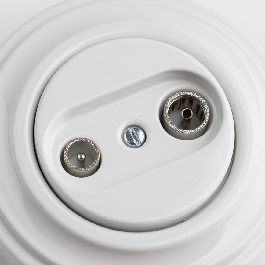 Kliklap - Ρετρό υποδοχή συνδρομητή TV+R (διάβαση σήματος) με κεραμικό πλαίσιο, λευκή