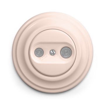 Kliklap - Ρετρό υποδοχή TV+R (τερματική) με πλαίσιο, παλ ροζ