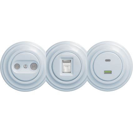 Kliklap - Ρετρό υποδοχή συμμετέχοντα TV+R (διάτρητη) χωρίς πλαίσιο μπλε