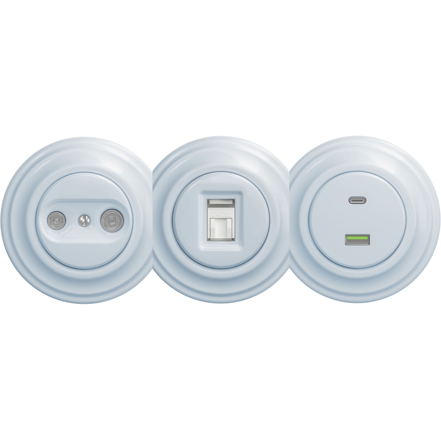 Kliklap - Ρετρό υποδοχή συμμετέχοντα TV+R (διάτρητη) χωρίς πλαίσιο μπλε