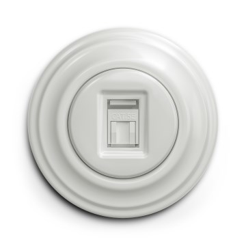 Kliklap - Ρετρό υποδοχή δεδομένων με κεραμικό πλαίσιο, λευκή