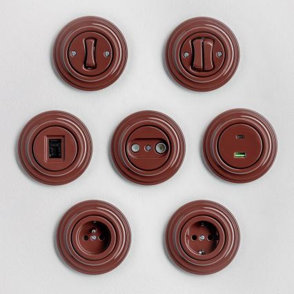 Kliklap - Retro σταυροδιακόπτης με πλαίσιο αρ. 7, καφέ