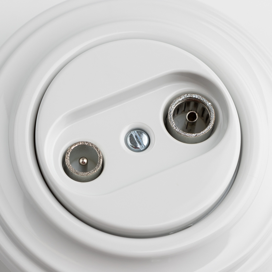 Kliklap - Retro πρίζα TV+R (διάβαση) με χιονόλευκο πλαίσιο