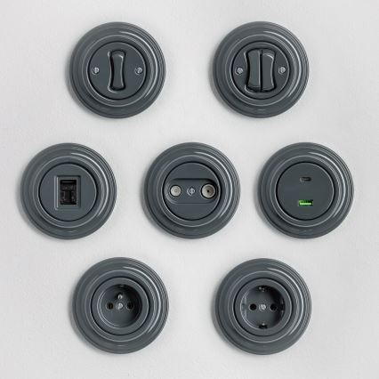 Kliklap - Retro USB πρίζα A+C με πλαίσιο σε ανθρακί