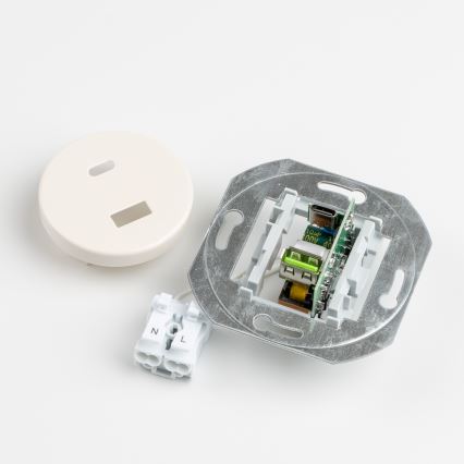 Kliklap - Retro USB πρίζα A+C με πλαίσιο, μπεζ