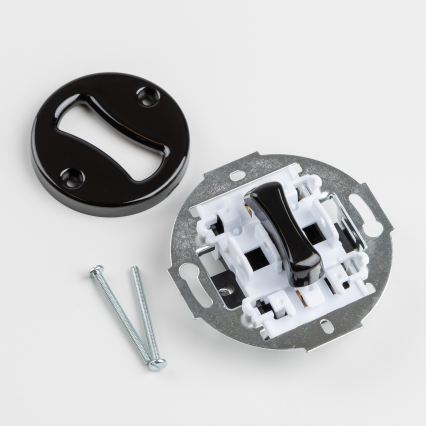 Kliklap - Retro μονοπολικός διακόπτης αρ. 1 και πρίζα SCHUKO 230V με μαύρο πλαίσιο