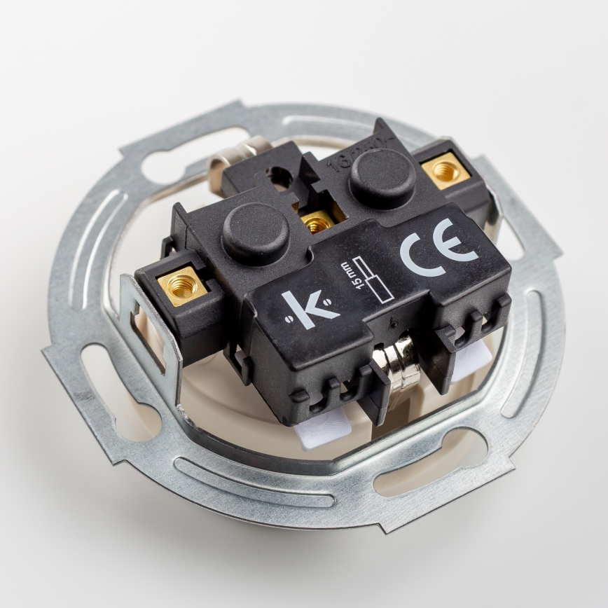 Kliklap - Retro μονοπολικός διακόπτης αρ. 1 και πρίζα SCHUKO 230V με μπεζ πλαίσιο