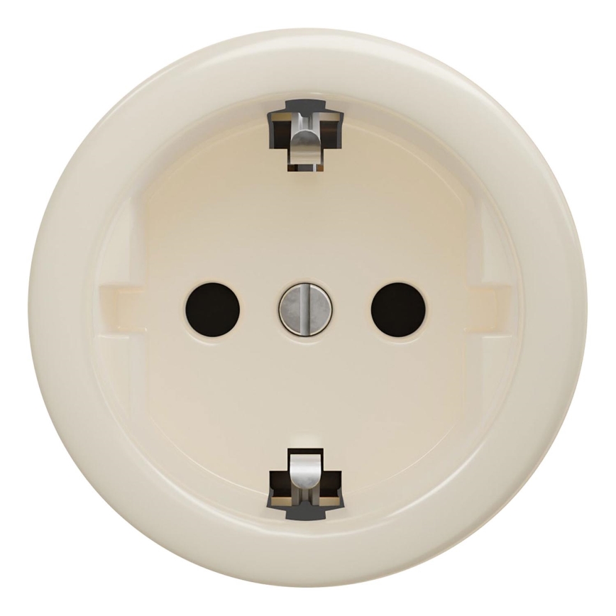 Kliklap - Retro οικιακή πρίζα χωρίς πλαίσιο SCHUKO 230V/16A μπεζ