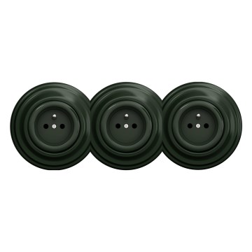 Kliklap - Τριπλή ρετρό οικιακή πρίζα με πλαίσιο 230 V, πράσινη