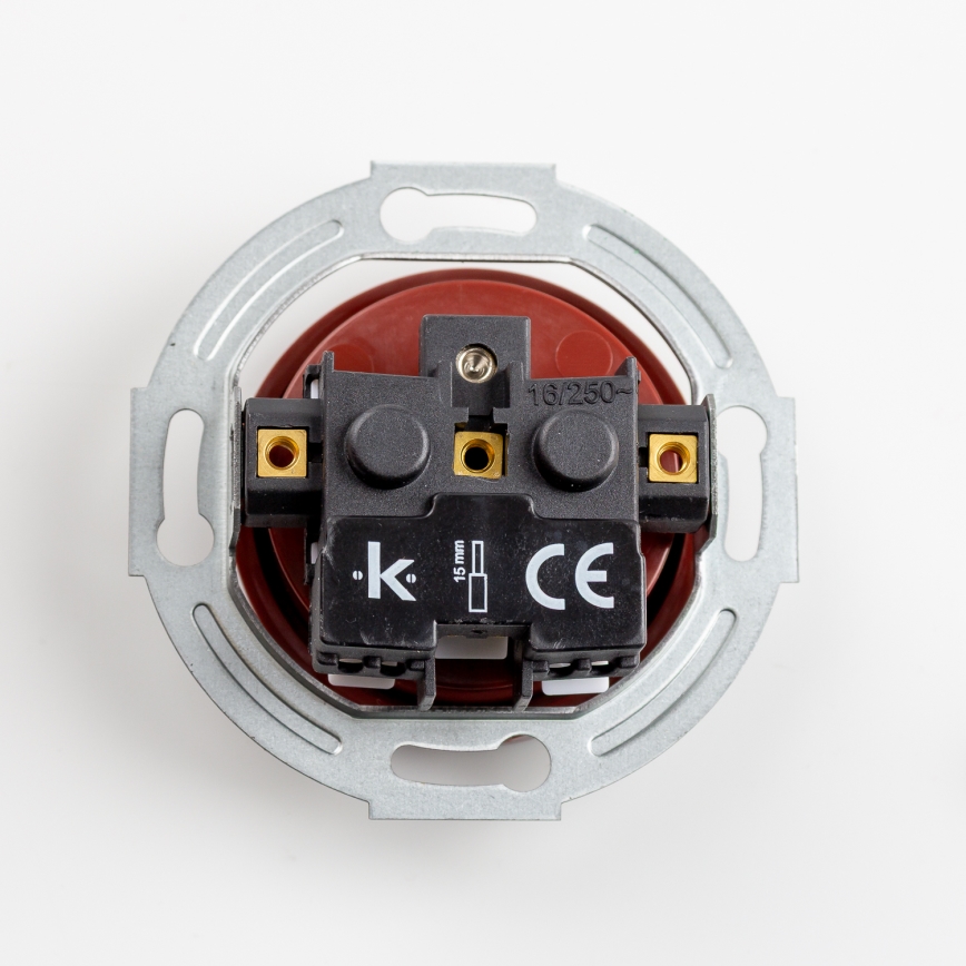 Kliklap - Τριπλή ρετρό οικιακή πρίζα με πλαίσιο 230V, καφέ