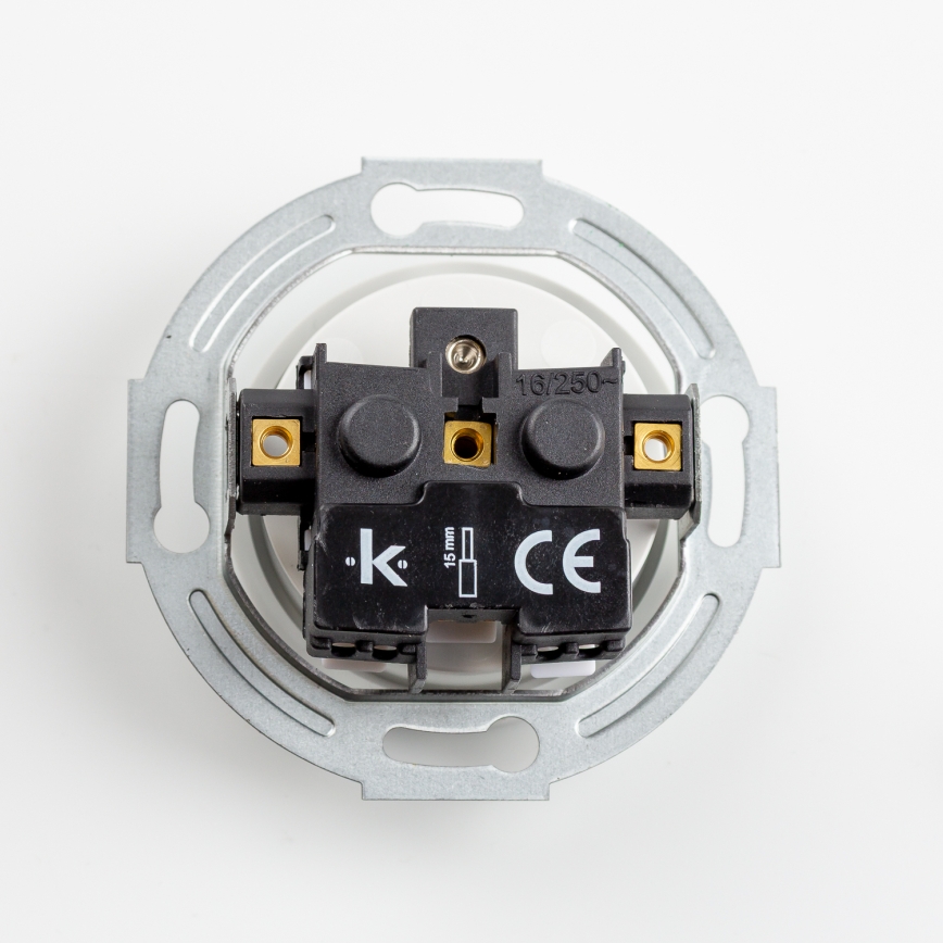 Kliklap - Τριπλή ρετρό οικιακή πρίζα με πλαίσιο, 230V, κεραμική, λευκή