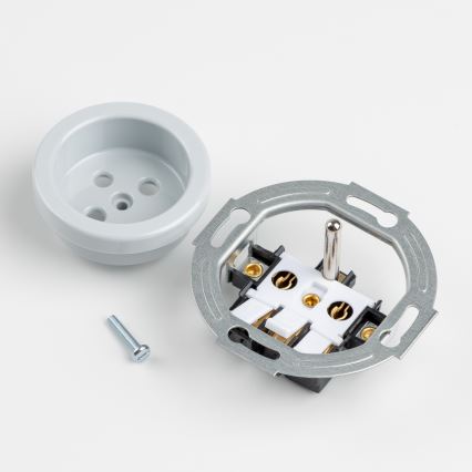 Kliklap - Τριπλή ρετρό οικιακή πρίζα με πλαίσιο 230V γκρι