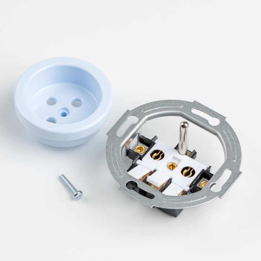 Kliklap - Τριπλή ρετρό οικιακή πρίζα με πλαίσιο, 230V, μπλε