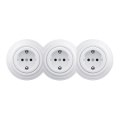 Kliklap - Τριπλή ρετρό οικιακή πρίζα με πλαίσιο SCHUKO 230V, λευκό σαν χιόνι