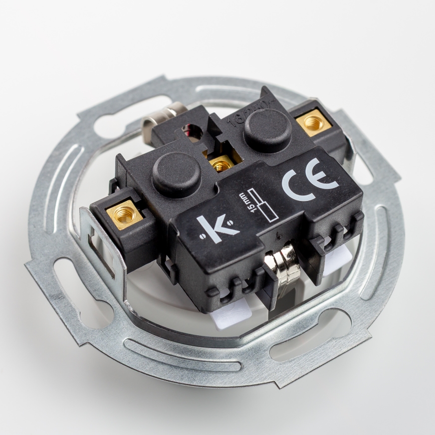 Kliklap - Τριπλή ρετρό οικιακή πρίζα με πλαίσιο SCHUKO 230V, κεραμική, λευκή