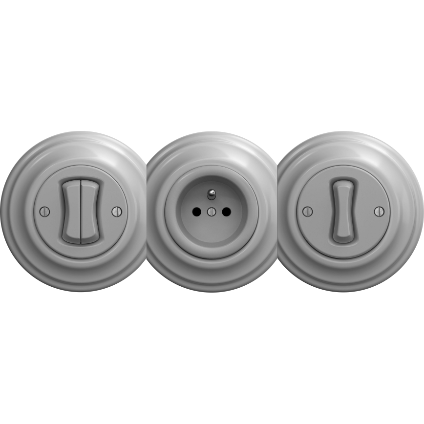 Kliklap - Vintage πρίζα χωρίς πλαίσιο SCHUKO 230V/16A γκρι