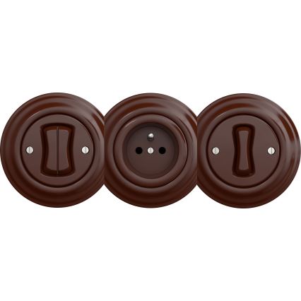 Kliklap - Vintage πρίζα χωρίς πλαίσιο SCHUKO 230V/16A καφέ