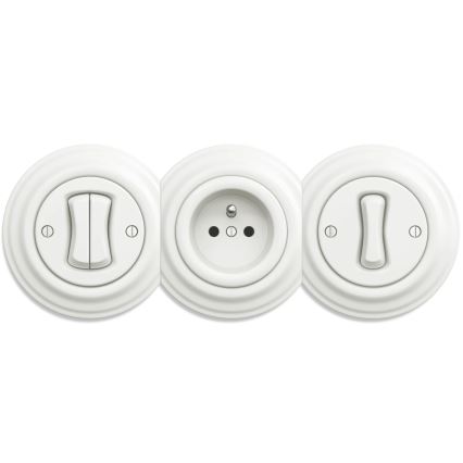Kliklap - Vintage πρίζα χωρίς πλαίσιο SCHUKO 230V/16A λευκό