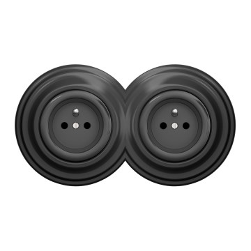 Kliklap - Διπλή ρετρό πρίζα με πλαίσιο 230V σε ανθρακί