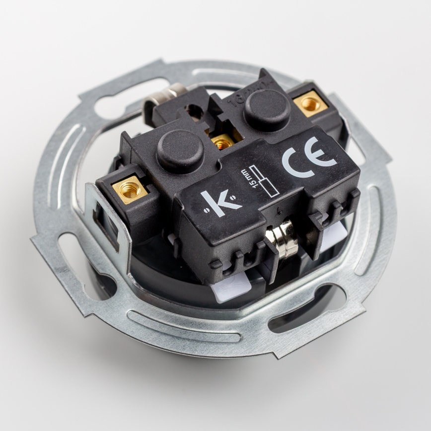 Kliklap - Διπλή ρετρό οικιακή πρίζα SCHUKO 230V με πλαίσιο ανθρακί