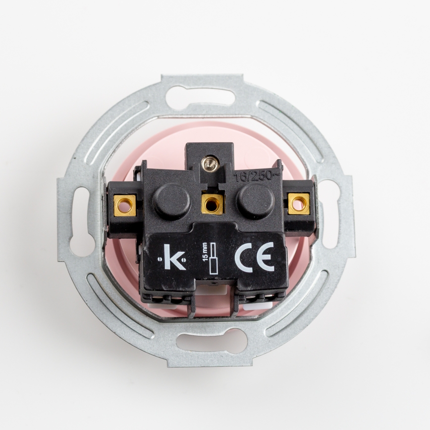 Kliklap - Διπλή ρετρό οικιακή πρίζα με πλαίσιο 230V σε αντικέ ροζ