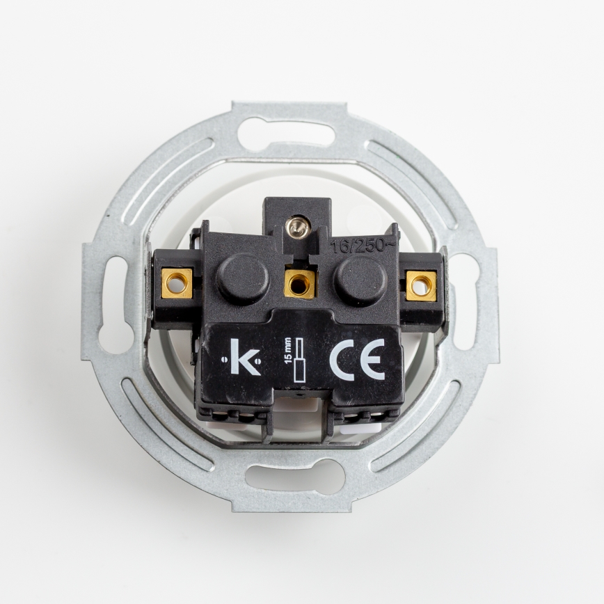 Kliklap - Διπλή ρετρό οικιακή πρίζα με πλαίσιο 230V, σε χιονάτο λευκό