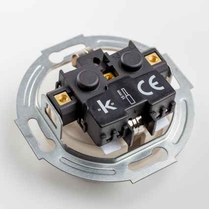 Kliklap - Διπλή ρετρό οικιακή πρίζα με πλαίσιο SCHUKO 230V/16A μπεζ