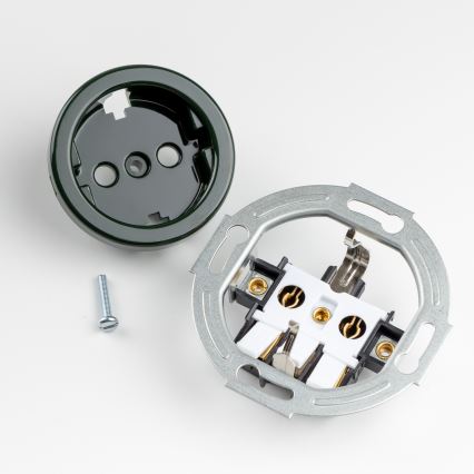 Kliklap - Διπλή ρετρό οικιακή πρίζα με πλαίσιο SCHUKO 230V, πράσινη