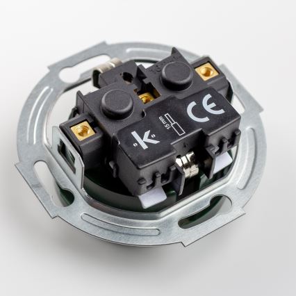 Kliklap - Διπλή ρετρό οικιακή πρίζα με πλαίσιο SCHUKO 230V, πράσινη