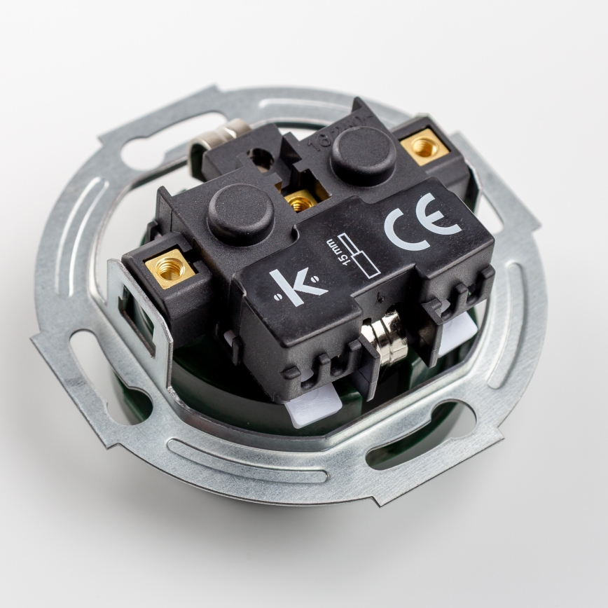 Kliklap - Διπλή ρετρό οικιακή πρίζα με πλαίσιο SCHUKO 230V, πράσινη