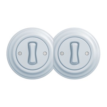 Kliklap - Διπλός ρετρό μονοπολικός διακόπτης με πλαίσιο αρ. 1, μπλε