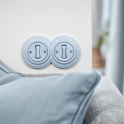 Kliklap - Διπλός ρετρό μονοπολικός διακόπτης με πλαίσιο αρ. 1, μπλε