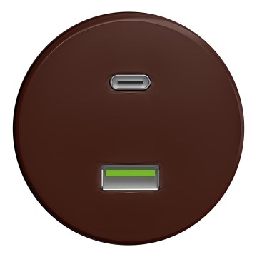 Kliklap - Ρετρό USB πρίζα A+C χωρίς πλαίσιο καφέ