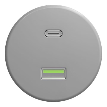 Kliklap - Ρετρό USB πρίζα A+C χωρίς πλαίσιο γκρι