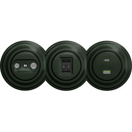 Kliklap - Ρετρό USB πρίζα A+C χωρίς πλαίσιο πράσινη