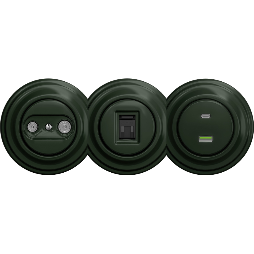 Kliklap - Ρετρό USB πρίζα A+C χωρίς πλαίσιο πράσινη