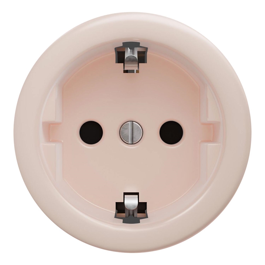 Kliklap - Ρετρό οικιακή πρίζα SCHUKO χωρίς πλαίσιο 230V/16A, σε παλ ροζ