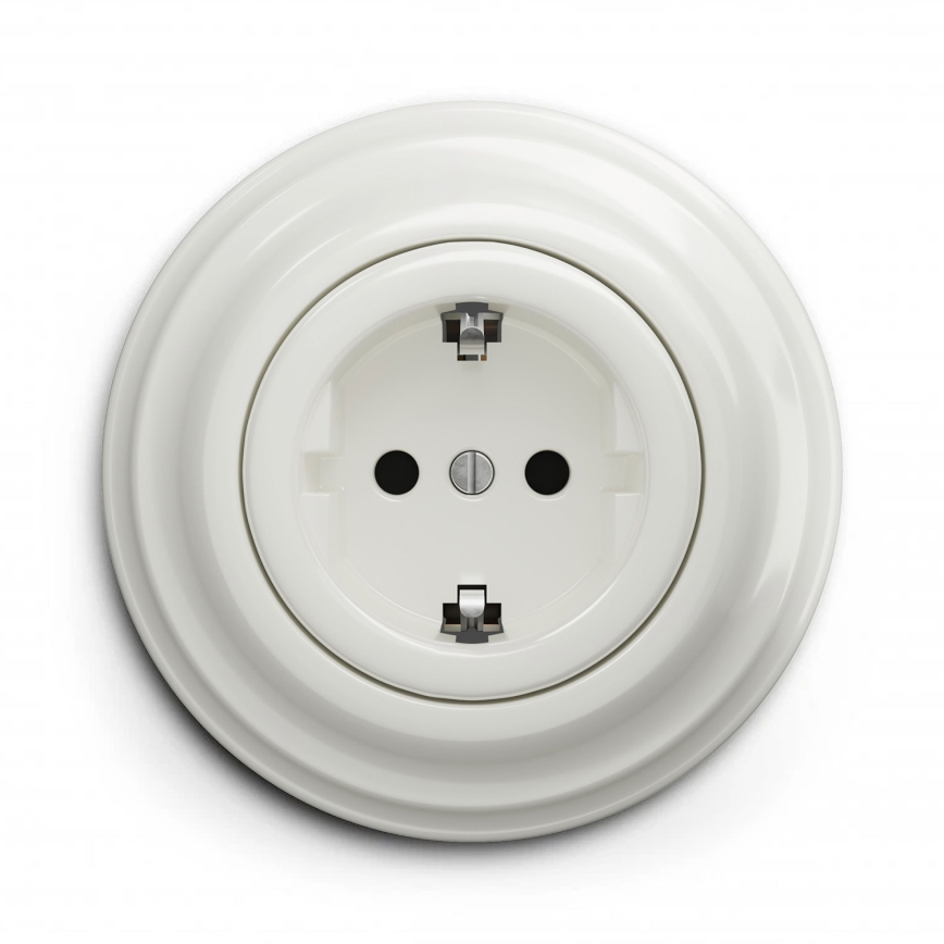 Kliklap - Ρετρό οικιακή πρίζα με πλαίσιο SCHUKO 230V/16A λευκή